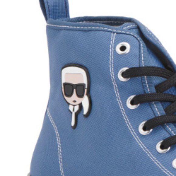 NWT KARL LAGERFELD Men's Made In Portugal Canvas High Top Sneakers blue 368mn - Picture 3 of 3